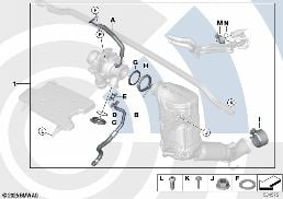 INSTALLATION KIT EXHAUST TURBOCHARGER diagram for BMW 2 Series F46 Gran Tourer LCI 216d