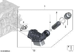 Alimen. óleo-filtro óleo, permut. calor diagram for BMW 3 Series G20 Berlina LCI M340i