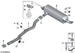 EXHAUST SYSTEM, REAR diagram for BMW 5 Series G60 Sedan 550eX