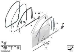 TRIM AND SEALS FOR DOOR, FRONT diagram for BMW 5 Series G61 Touring 540dX