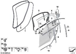 R ドア カバー及びシール diagram for BMW 5 Series G60 セダン 520dX