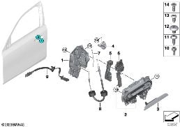 LOCKING SYSTEM, DOOR, FRONT diagram for BMW 5 Series G61 Touring 540dX