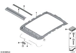 PANORAMA GLASS ROOF, ROLLER diagram for BMW 5 Series G60 Sedan 520i