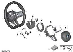 Kierownica sportowa M z poduszką pow. diagram for BMW 5 Series G68 sedan i5 eDrive35L