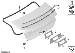 Elem. dod. tylnej klapy diagram for BMW 5 Series G60 sedan 520i