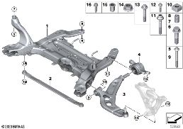 FRNT.SUBFRAME/WISHBN.ALL-WHEEL DRV.VEH. diagram for BMW 2 Series F74 Gran Coupé 228 xDrive