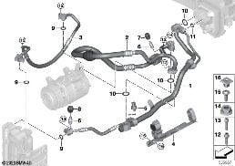 Przewody czynnika chłodniczego diagram for BMW 5 Series G60 sedan 520i