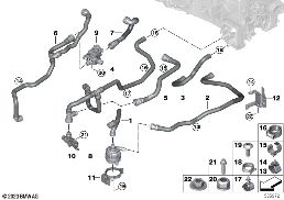 COOLING WATER HOSES diagram for BMW 5 Series G68 Sedan i5 eDrive40L