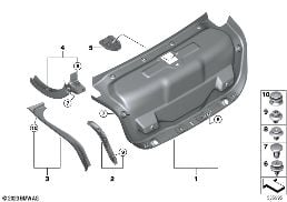 トランク リッド トリム パネル diagram for BMW 5 Series G60 セダン 520dX