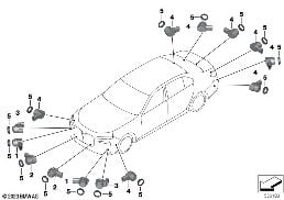 Park Distance Control (PDC/PMA) diagram for BMW 7 Series G70 750eX