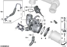 Výfukové turbodmychadlo s mazáním diagram for BMW 2 Series F45 Active Tourer LCI 218i