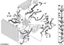 Tubos flex. líquido do sist.refrigeração diagram for BMW 3 Series G20 Berlina LCI M340i