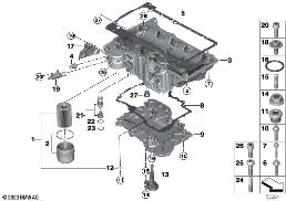 Yağ karteri/filtresi/ölçüm tertibatı diagram for BMW 5 Series F90 M5 LCI M5 CS