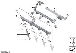 LOW-PRESSURE RAIL / INJECTOR diagram for BMW 2 Series F74 Gran Coupé 220