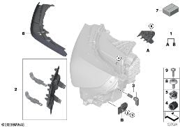 SINGLE COMPONENTS FOR HEADLIGHT diagram for BMW 5 Series G60 Sedan 530e