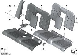 Rembourr./garnissage siège arr. de base diagram for BMW 4 Series G23 Cabriolet LCI M440iX