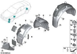 Carenado del paso de ruedas diagram for BMW 5 Series G30 530dX