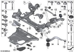 FRNT AXLE SUPPORT,WISHBONE/TENSION STRUT diagram for BMW 3 Series F30 335iX
