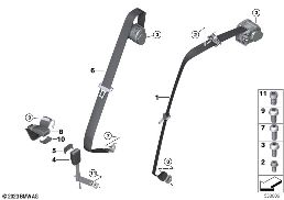 Cinto de segurança traseiro diagram for BMW Rolls-Royce Cullinan RR31 Cullinan
