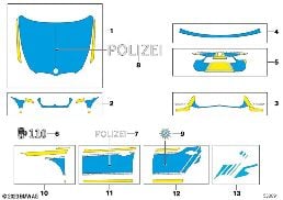 STICKER POLICE BAVARIA BLUE diagram for BMW X1 F48 LCI 16d