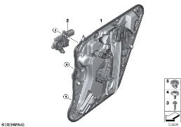 DOOR WINDOW LIFTING MECHANISM REAR diagram for BMW X2 U10 iX2 eDrive20