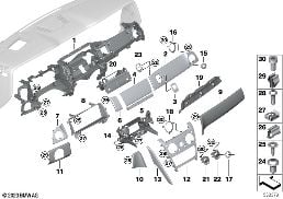 Dashboard midden diagram for BMW Rolls-Royce Cullinan RR31 Cullinan