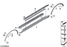 Blende Schweller / Radlauf Trittbrett diagram for BMW X7 G07 LCI 40iX