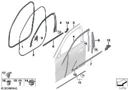 TRIM AND SEALS FOR DOOR, FRONT