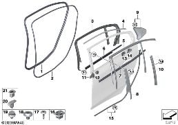 TRIM AND SEALS FOR DOOR, REAR