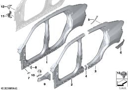 BODY-SIDE FRAME diagram for BMW X2 U10 20dX