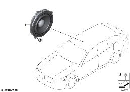 SINGLE PARTS, STEREO SYSTEM, DOOR REAR diagram for BMW 5 Series G61 Touring 530e