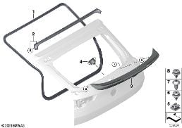 TRUNK LID, MOUNTING PARTS diagram for BMW X2 U10 20dX