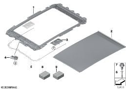 Panoramadak zonnescherm diagram for BMW X2 U10 18d