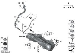 FUEL TANK/MOUNTING PARTS diagram for BMW 5 Series G61 Touring 550eX
