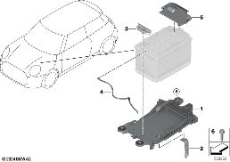 Uchycení akumulátoru a montážní díly diagram for BMW MINI F66 JCW