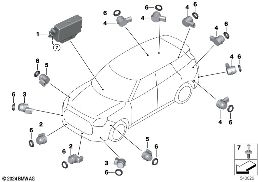 Park Distance Control (PDC) diagram for BMW MINI F66 JCW