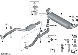 EXHAUST SYSTEM, REAR diagram for BMW 5 Series G60 Sedan 530i