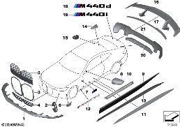 M PERFORMANCE AERODYNAMICS diagram for BMW 4 Series G22 Coupé M440dX