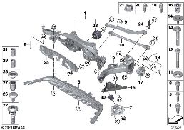ชุดรับช่วงล่างหลัง-กันสะเทือน-ตลับลป.ล้อ diagram for BMW X2 U10 iX2 xDrive30