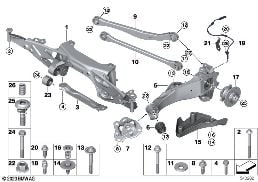 RR AXLE SUPPORT, WHEEL SUSP.,WHL BEARING diagram for BMW X1 F48 20dX