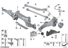 RR AXLE SUPPORT, WHEEL SUSP.,WHL BEARING diagram for BMW X1 F48 LCI 18d