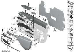SURFACE-MOUNTED PARTS, DOOR PANEL, FRONT diagram for BMW 7 Series G70 i7 xDrive60