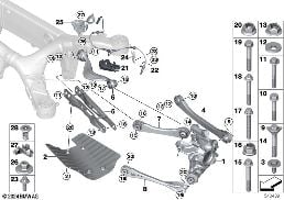 Suporte trem tras./suspensão das rodas diagram for BMW 5 Series G31 Touring LCI 530eX
