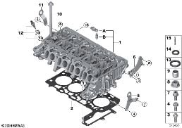 CYLINDER HEAD/MOUNTING PARTS diagram for BMW X1 F48 LCI 20d