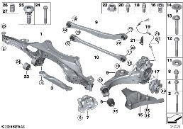 RR AXLE SUPPORT, WHEEL SUSP.,WHL BEARING diagram for BMW 2 Series U06 Active Tourer 220d