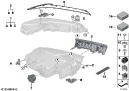 SINGLE COMPONENTS FOR HEADLIGHT diagram for BMW X7 G07 LCI 40dX