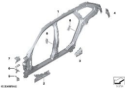 SIDE FRAME SECTION, CENTER diagram for BMW 5 Series G61 Touring i5 xDrive40