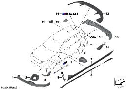 Accesorios aerodinámica diagram for BMW X5 G05 LCI 30dX