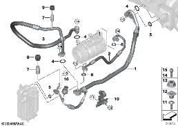 Koelmiddelleiding diagram for BMW 3 Series G20 Sedan LCI 320i