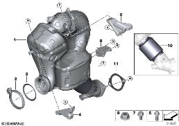 Katalizator/Przeciwpyłk. filtr paliwowy diagram for BMW 7 Series G12 LCI 740LdX